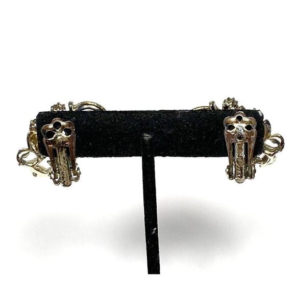 Coro Clip Ons Earrings AB Crystals Silver Tone Vintage Estate - Picture 10 of 14